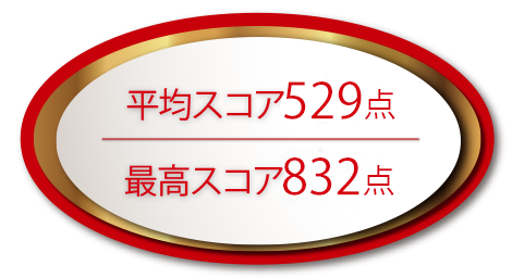 平均スコア529点　最高スコア832点